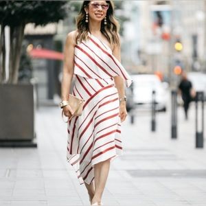 Banana Republic Asymmetrical One Shoulder Striped Dress, size 0